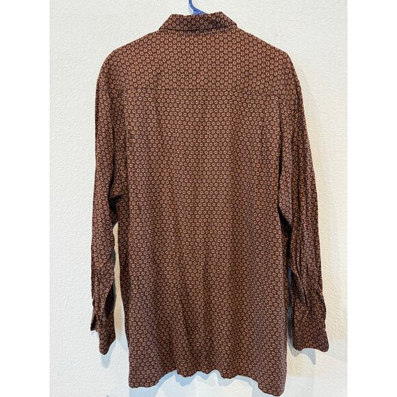 Ron Chereskin Men's Size XL Long Sleeve Printed Button Down Shirt Brown - Picture 2 of 5